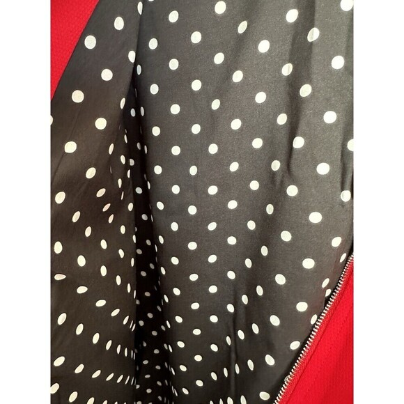 Chicos Clean Crepe Bomber Jacket Womens Size 3 XL Carmine Red Full Zip Polka Dot - Picture 5 of 6